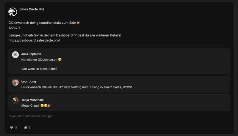 Ergebnis-Screenshot von Claudia: 12.267 € Umsatz an einem Tag