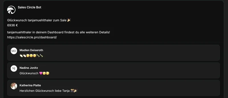 Ergebnis-Screenshot von Tanja: 100.000 € Umsatz 4 Monate