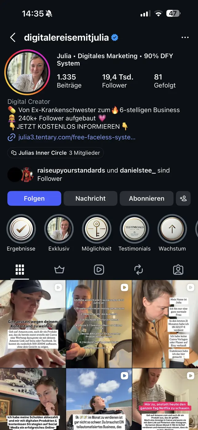 Instagram-Profil @digitalereisemitjulia