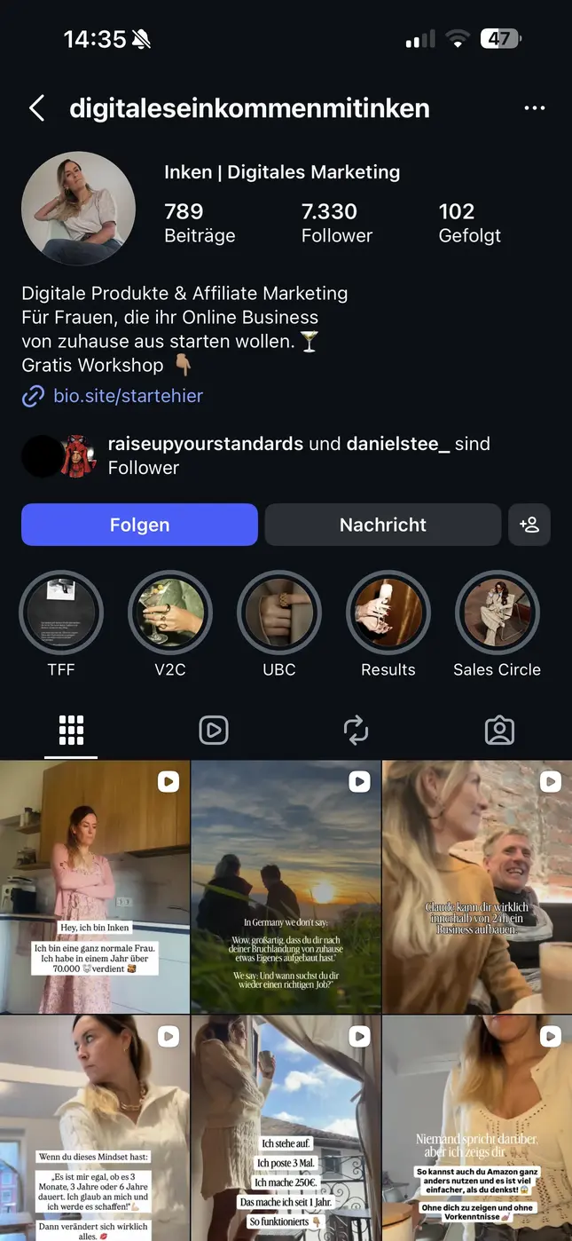 Instagram-Profil @digitaleseinkommenmitinken